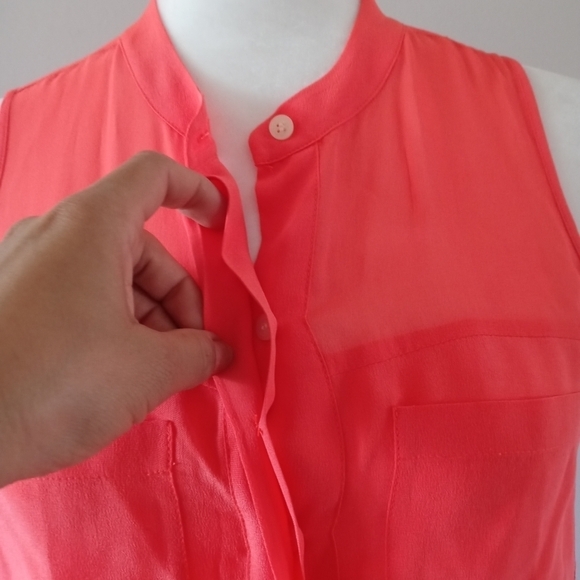 Madewell Cargo Sleeveless 100% Silk Top Neon Orange Size Small - Picture 6 of 10